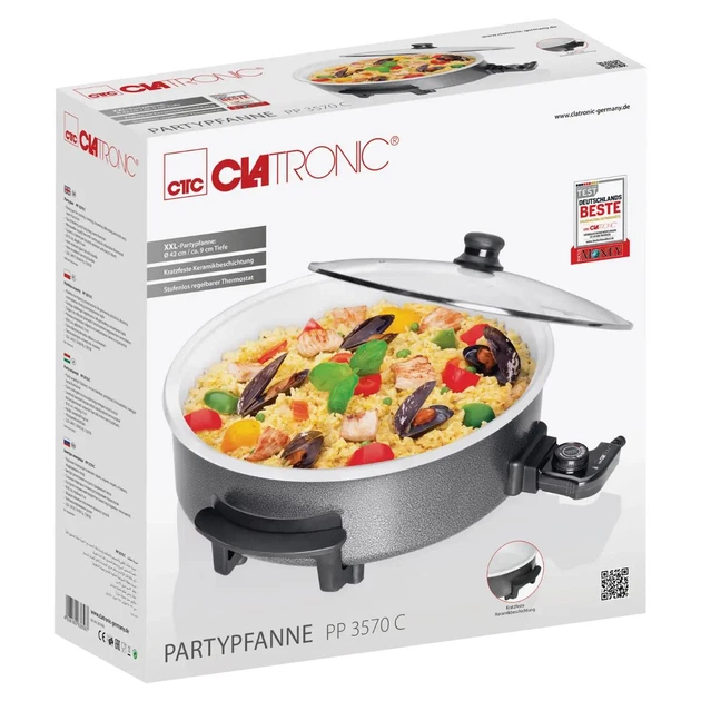 Электрическая гриль-сковорода Clatronic XXL party 42 см PP 3570 С 1500 Вт с керамическим покрытием - изображение 7