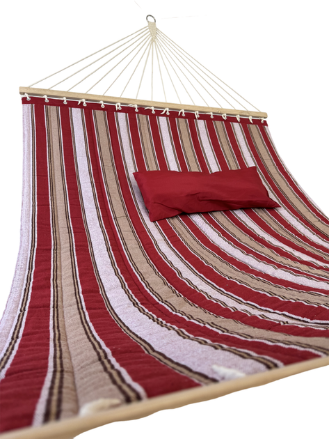 Гамак с планкой Siesta Red XXL 200х150 WCG Стеганая ткань + подушка - изображение 4