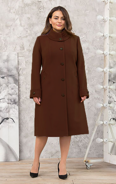 Демісезонне пальто з турецького кашеміру Lady Prestige Л614 60 браун - Фото 1 Демісезонне пальто з турецького кашеміру Lady Prestige Л614 60 браун - зображення 1