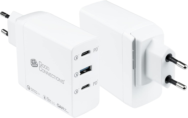 Мережевий зарядний пристрій Good Connections Fast Charger 2 x USB-C/USB-A 100W White (PCA-W001W) - зображення 1