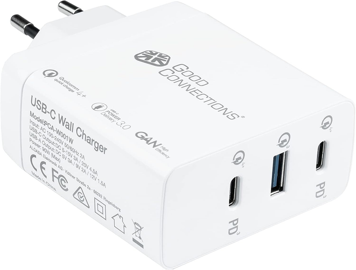 Ładowarka sieciowa Good Connections Fast Charger 2 x USB-C/USB-A 100W White (PCA-W001W) - obraz 2