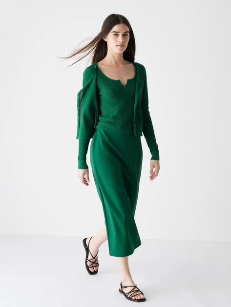 Юбка миди осенняя прямая женская Uniqlo 859179941 L Зеленая (1159811485) - Фото 3 Юбка миди осенняя прямая женская Uniqlo 859179941 L Зеленая (1159811485) - изображение 3