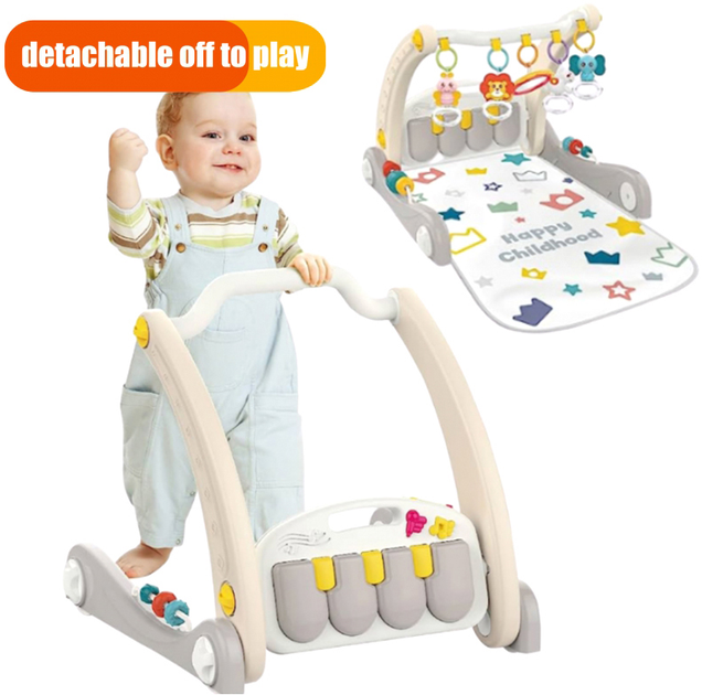 Mata interaktywna Woopie Baby 2 w 1 Pchacz z pianinko Beżowa (5904326949300) - obraz 3