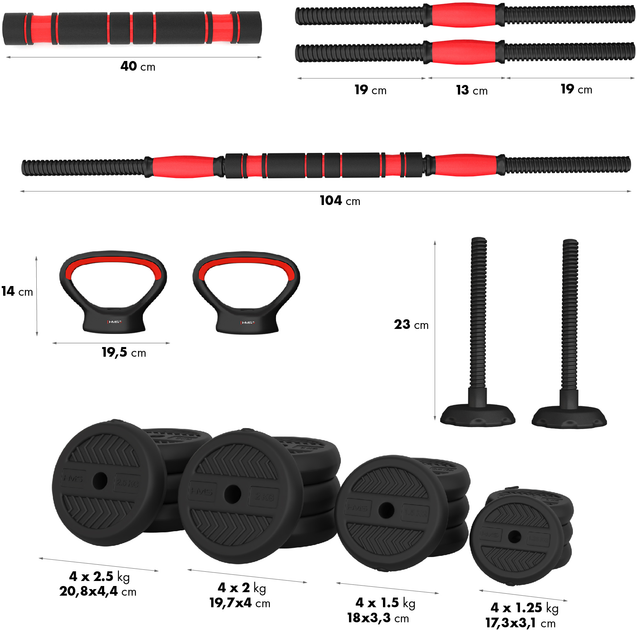 Набір обтяжувачів HMS PRO SET 6 в 1 SGN140 40 кг (5907695553024) - зображення 5
