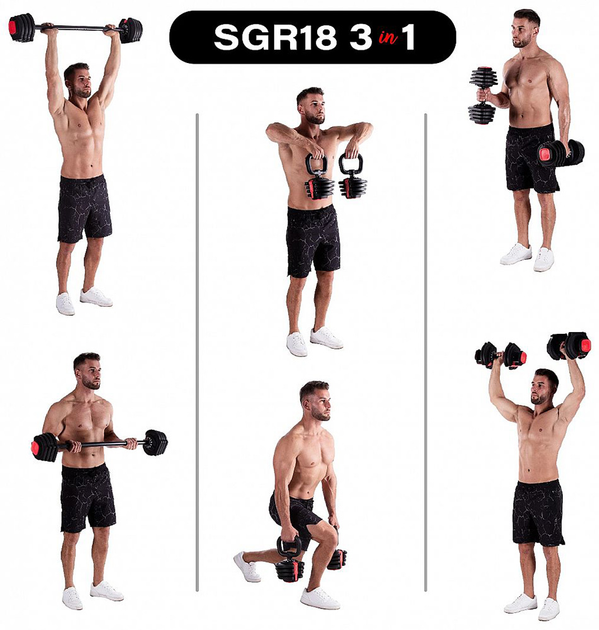 Набір регульованих гантель HMS PRO SET SGR18 3 в 1 41 кг (5907695553574) - зображення 14