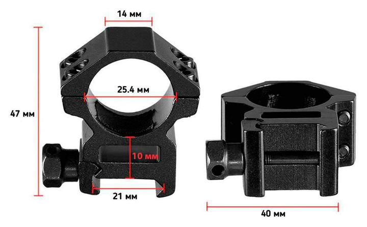 Кольца Discovery Scope Mount Rings (25.4 мм) Low на Weaver/Picatinny - изображение 2