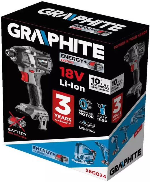 Zakrętarka akumulatorowy Graphite Energy+ 18 V 58G024 bez akumulatora i ładowarki (5902062059765) - obraz 10