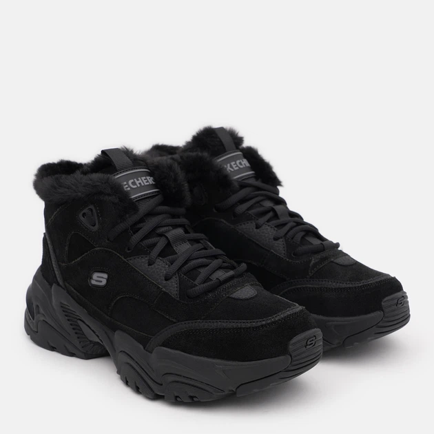 Жіночі зимові черевики замшеві низькі Skechers 167338 BBK 35.5