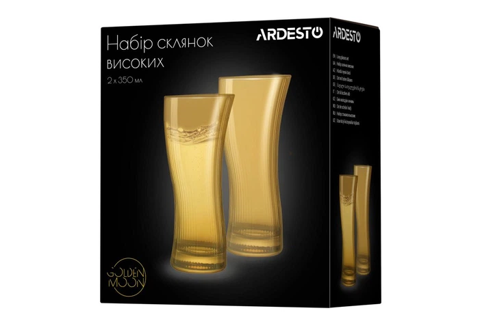 Набір склянок високих Ardesto Golden Moon 350 мл, 2 шт., скло - Фото 4 Набір склянок високих Ardesto Golden Moon 350 мл, 2 шт., скло - изображение 4