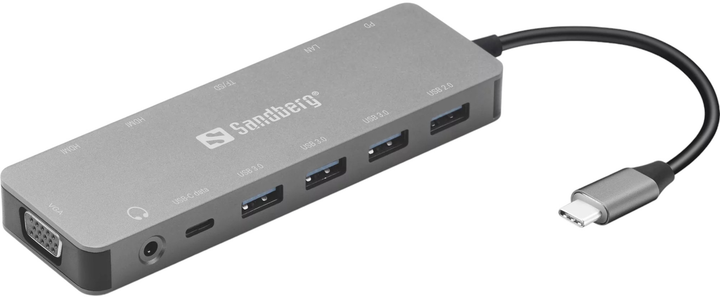 Stacja dokująca Sandberg 13-in-1 USB-C Grey (5705730136450) - obraz 1