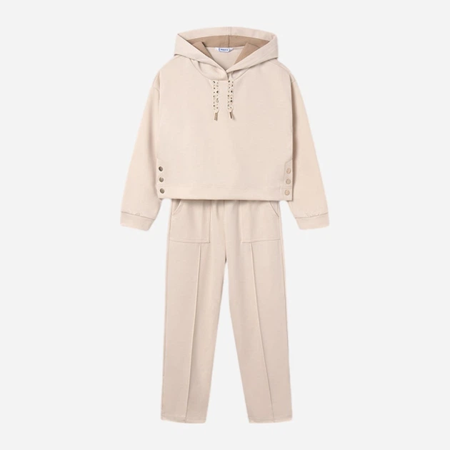 Komplet dresowy młodzieżowy dziewczęcy (bluza z kapturem + spodnie) Mayoral 7.846-24 164 cm Jasnobeżowy (8445865520270) - obraz 4