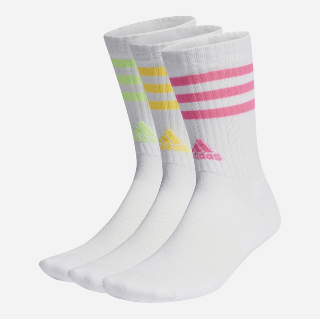 Набір дитячих шкарпеток високих бавовняних 3 пари Adidas IP2638 3-Stripes Cushioned Crew Socks 3P XS Білі (4067886377035) - зображення 1