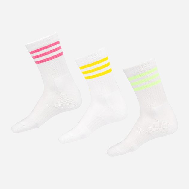 Набір дитячих шкарпеток високих бавовняних 3 пари Adidas IP2638 3-Stripes Cushioned Crew Socks 3P XS Білі (4067886377035) - зображення 2