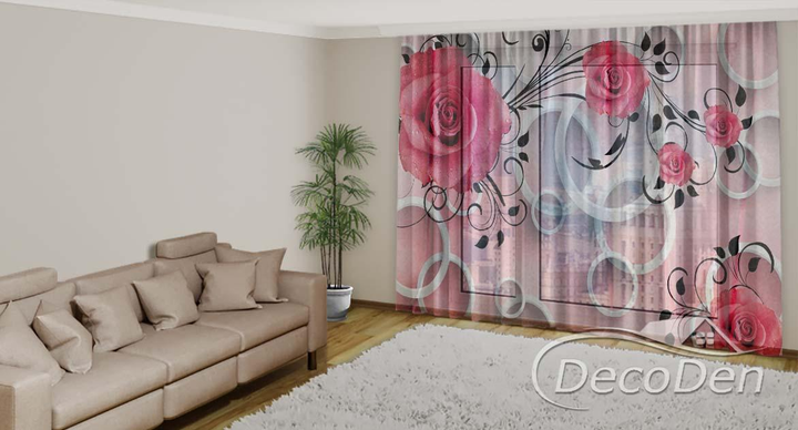 3D - Фото Тюль PHOTODECOR "3D Троянди та кільця" - зображення 2