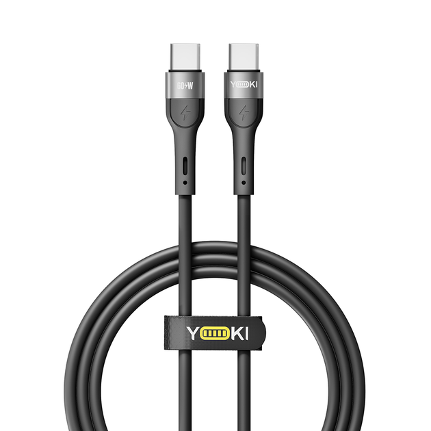 Кабель для зарядки и обмена данными USB YOKI YK-EX11 EXTRA Series Type-C to Type-C 60W (3A/20V) 1.2m Black - изображение 2