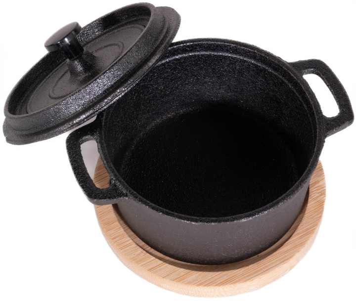 Каструля Excellent Houseware чавунна з кришкою та дошкою для подачі гарячої їжі 200 мл (8719202932782) - зображення 3