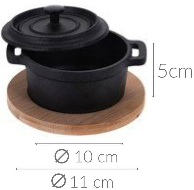 Каструля Excellent Houseware чавунна з кришкою та дошкою для подачі гарячої їжі 200 мл (8719202932782) - зображення 5