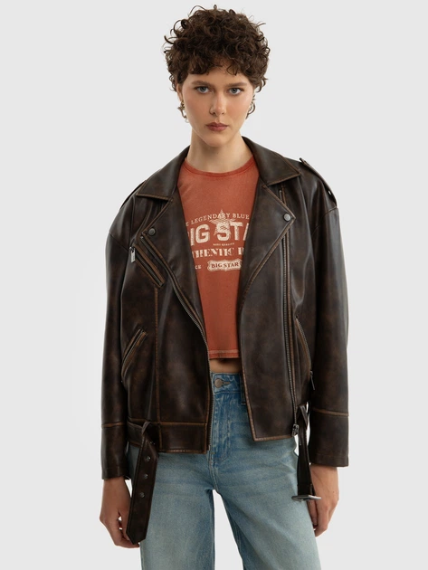 Куртка зі штучної шкіри жіноча Big Star Borbinena 804 S Коричнева (5900714794729) - зображення 2