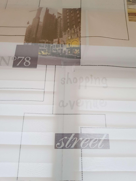 Комплект панельних фіранок Firanka Avenu Street 3шт карниз 120см білий зі сливовим (7_4п) - зображення 2