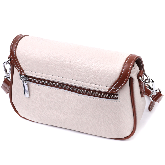 Красива сумка жіноча на літо з фактурним клапаном з натуральної шкіри Vintage Bag 22623 Білий