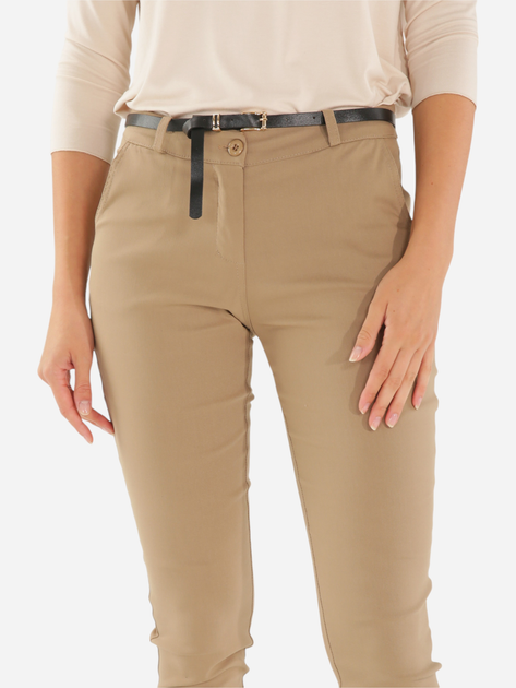Spodnie slim fit damskie Unisono 10-2825LC M Beżowe (5906140612590) - obraz 4