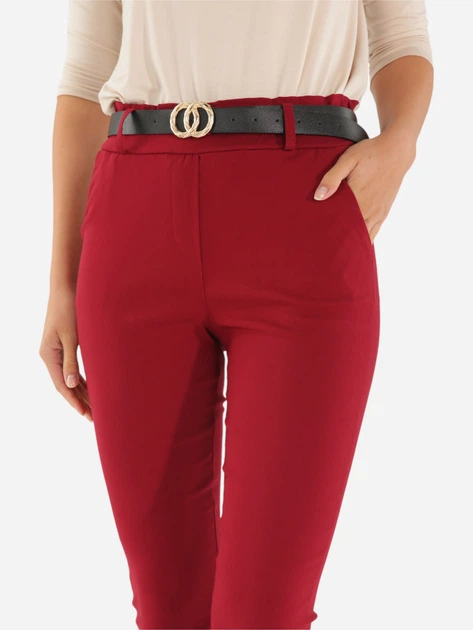 Spodnie slim fit damskie Unisono 224-5683C M Czerwone (5906140611548) - obraz 4