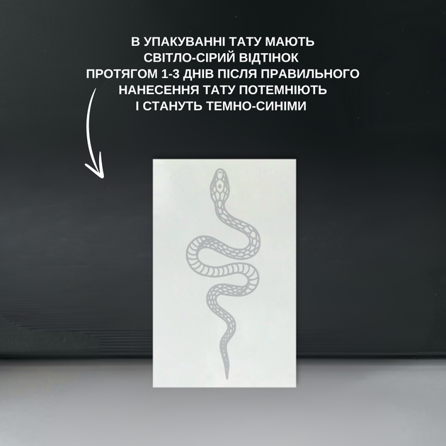 Долгосрочное временное тату TATTOOSHKA "Змея" темнеет через 24 часа LR-04 - изображение 2