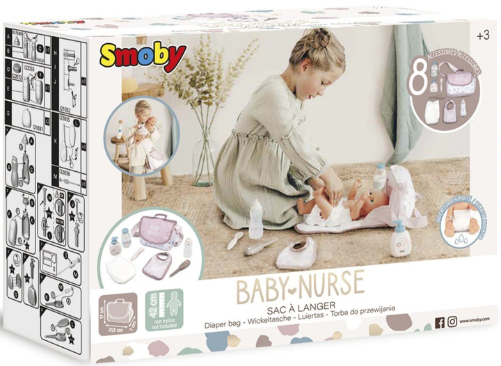 Сумка для сповивання ляльок Smoby Baby Nurse з аксесуарами (3032160088854) - зображення 1