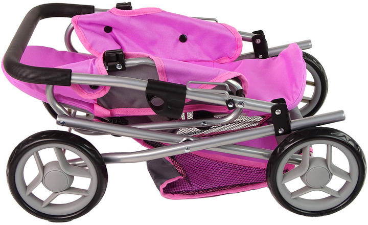 Wózek dla lalek LEAN Toys 2 w 1 Gondola Torba w gwiazdki Szaro-różowy (5905515354332) - obraz 10