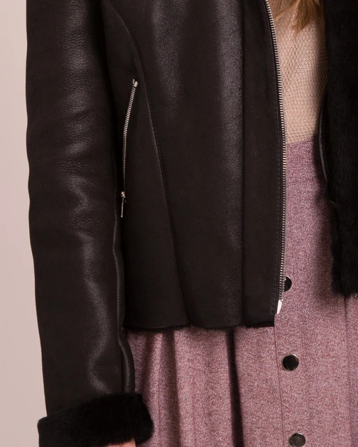 Дубленка женская VK черная с капюшоном (Арт. NOV102-3) 46 - изображение 14