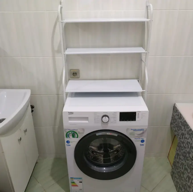 Полка стеллаж напольный Fold Clothes над стиральной машиной количество полок 3 шт Белая - изображение 3