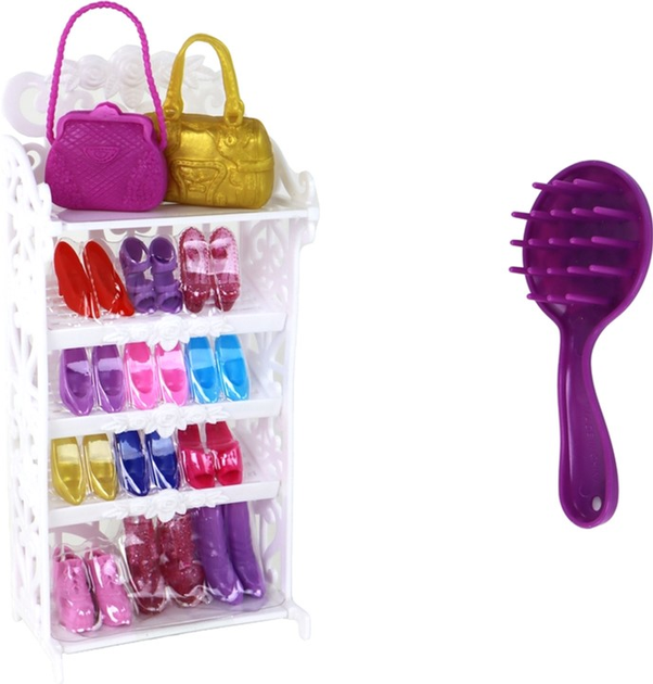 Лялька з аксесуарами LEAN Toys Purple Гардероб Взуття Сукні 30 см (5905515352574) - зображення 3