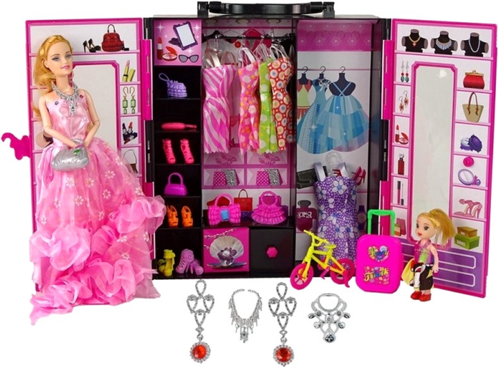 Lalka z akcesoriami LEAN Toys z różową garderobą 29 cm (5905323212954) - obraz 3