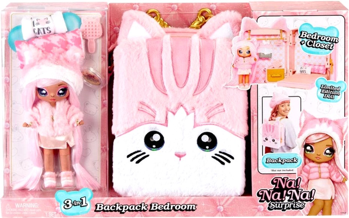 Lalka z akcesoriami MGA Na Na Na Surprise Bedroom Playset Pink Kitty 19 cm (0035051585589) - obraz 1