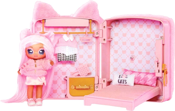 Lalka z akcesoriami MGA Na Na Na Surprise Bedroom Playset Pink Kitty 19 cm 2 szt (10035051585586) - obraz 2