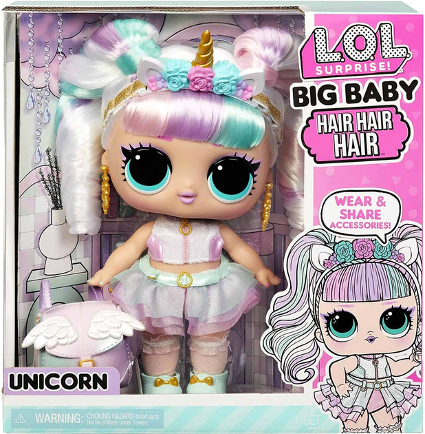 Lalka-niespodzianka MGA L.O.L. Surprise Big Baby Hair Hair Hair Doll Unicorn 30 cm (0035051579717) - obraz 1