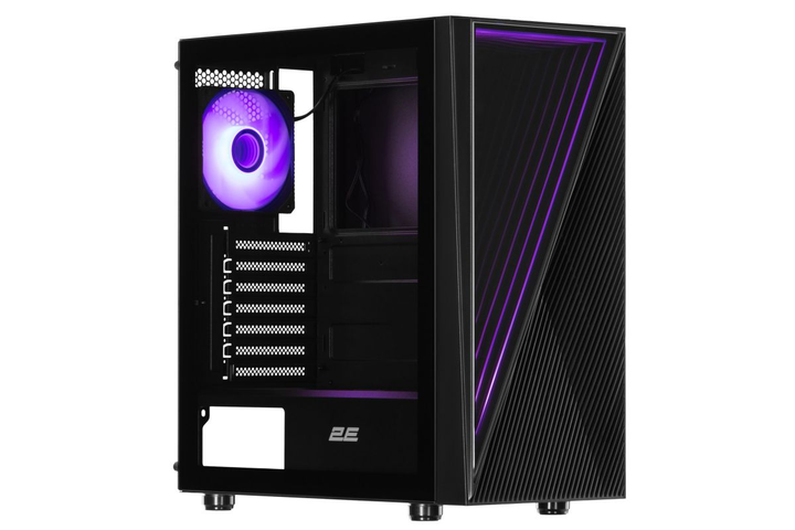 Корпус 2E GAMING INFINITY G205А, без БР, 2xUSB 3.0, 1xUSB Type-C, 1x120mm ARGB fan, 2x120mm fans, ARGB strip, TG Side Panel, ATX, Black - зображення 1