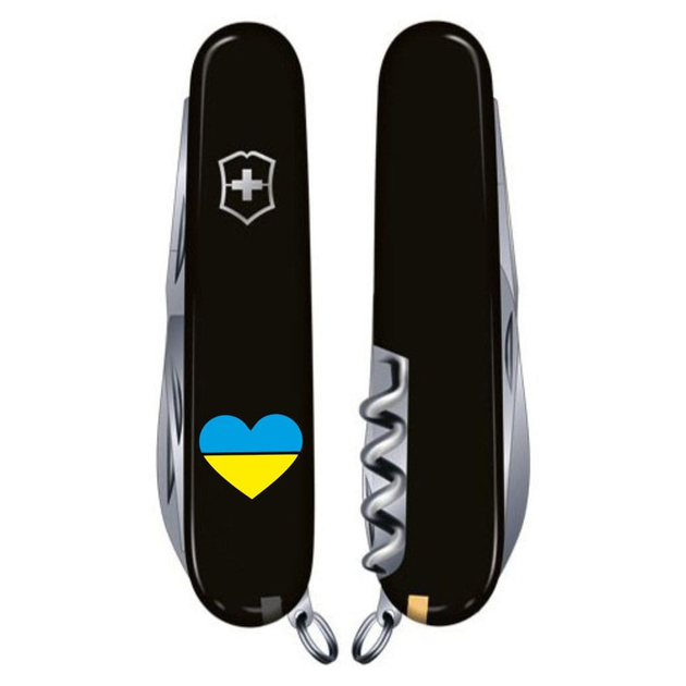 Ніж Victorinox Climber Ukraine Black Серце жовто-блакитне (1.3703.3_T1090u) - зображення 2