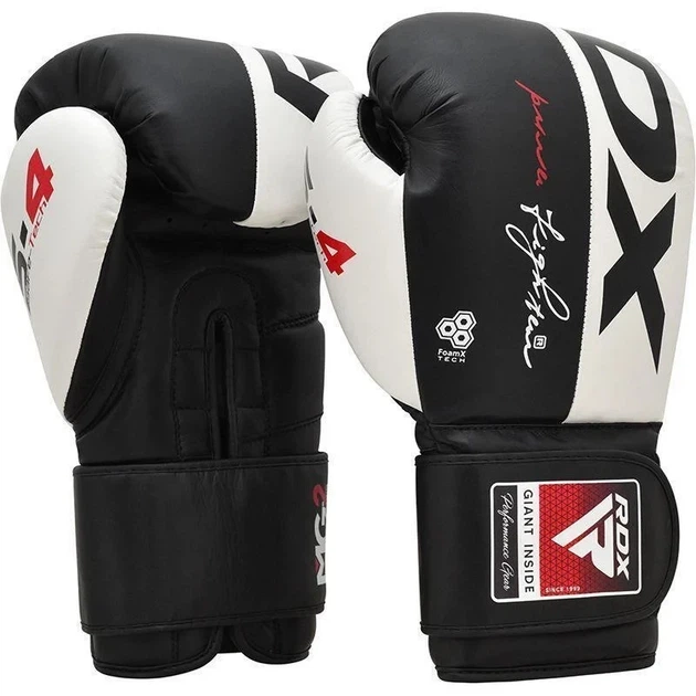 Боксерські рукавиці RDX F4 Boxing Sparring Gloves Hook & Loop WHITE/BLACK 12 унцій - Фото 2 Боксерські рукавиці RDX F4 Boxing Sparring Gloves Hook & Loop WHITE/BLACK 12 унцій - изображение 2