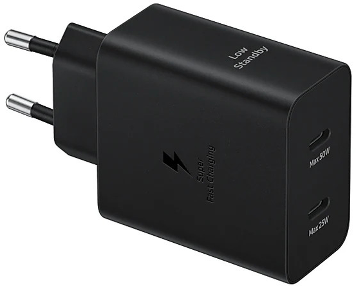 Мережевий зарядний пристрій Samsung 50 Вт Power Adapter Type-C Cable Black (EP-T5020XBEGEU) - зображення 1