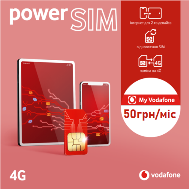 Сім карта Vodafone POWER Sim заміна SIM карти Водафон сім пара для ...