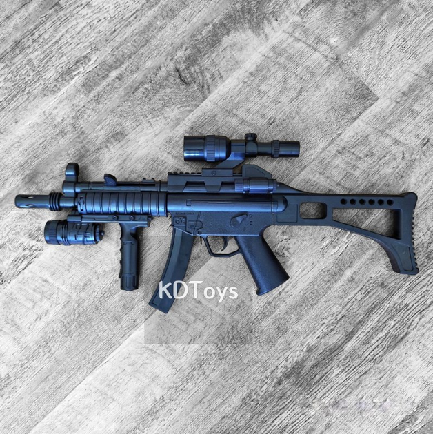 Игрушка автомат HY.017B на пульках, пластиковый с лазерным прицелом, тактическим фонариком - изображение 2