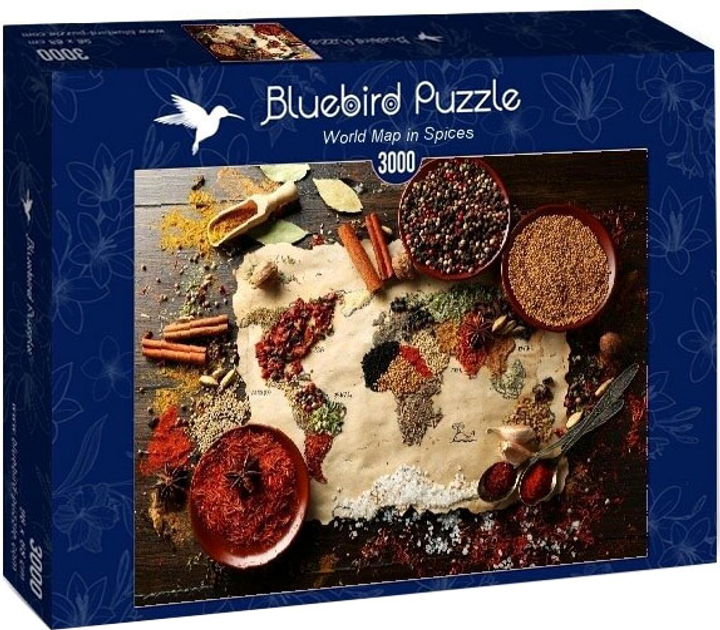 Puzzle Bluebird Mapa Świata pełna przypraw 116 x 85 cm 3000 elementów (3663384700149) - obraz 1