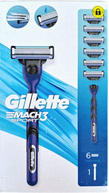 Мужской станок для бритья Gillette Mach3 Sport (ручка + 6 кассет