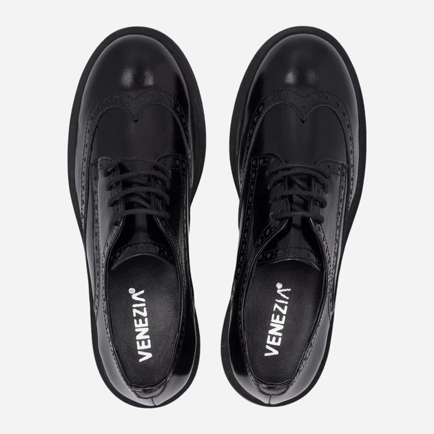 Brogsy damskie skórzane VENEZIA D020PABLOBL032 39 Czarne (5906140521267) - obraz 5