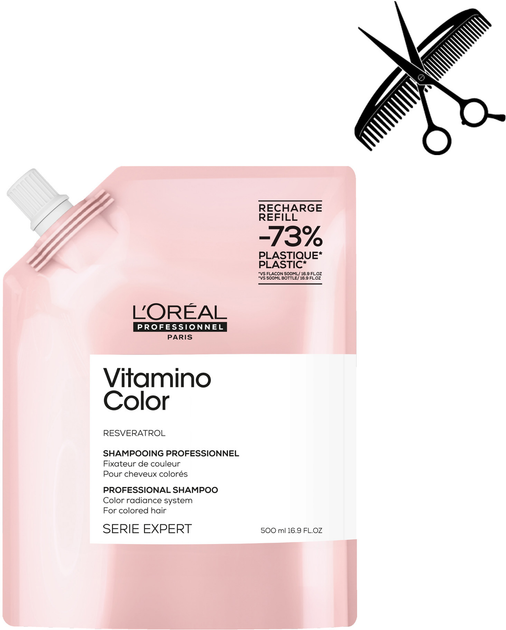 Акція на Професійний шампунь Refill L'Oreal Paris Professionnel Serie Expert Vitamino Color для захисту та збереження кольору фарбованого волосся 500 мл від Rozetka