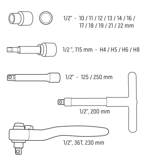 Zestaw kluczy nasadowych NEO Tools 1000 V 19 szt. 01-306 (5907558435573) - obraz 4