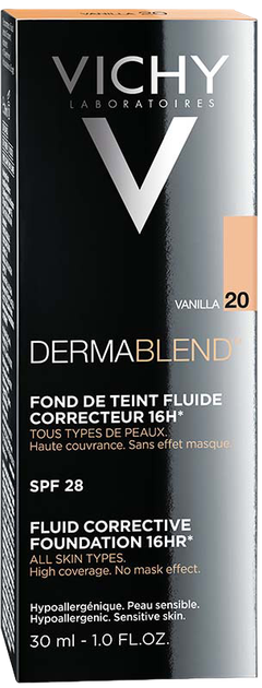 Тональний флюїд для обличчя Vichy Dermablend матуючий 20 Vanilla 30 мл (3337875572385) - зображення 2