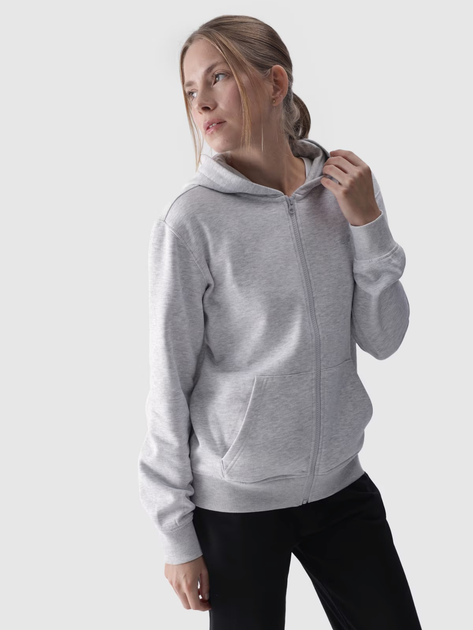 Акція на Толстовка на блискавці з капюшоном на флісі жіноча 4F Sweatshirt F1467 4FWMM00TSWSF1467-27M S Сіра від Rozetka