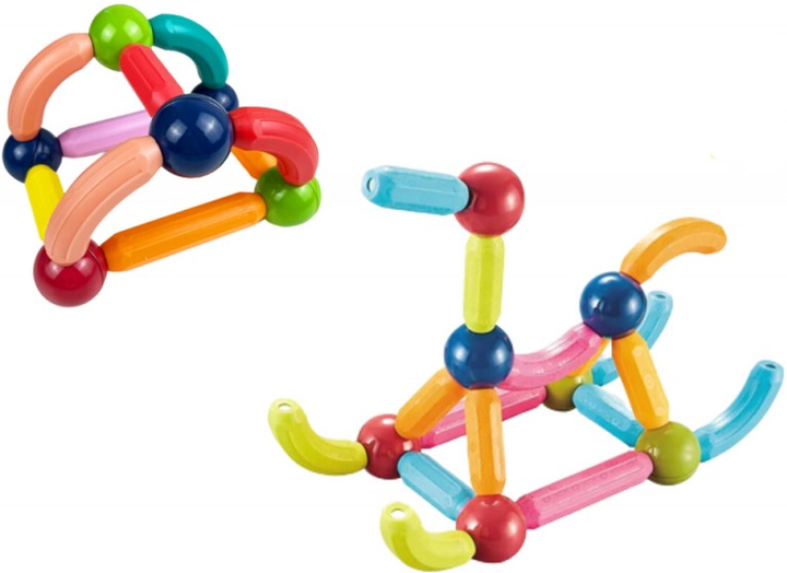 Klocki magnetyczne LEAN Toys Kolorowe 36 elementów (5905991015826) - obraz 3